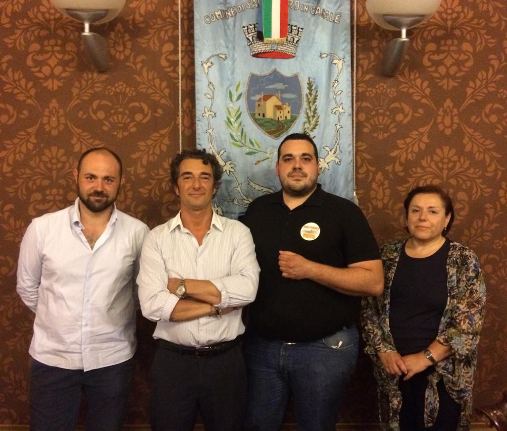 I consiglieri comunali di San Pietro in testa. Da destra: Daniela Tartari (civica), Mattia Polazzi (Lega), Diego Mazzanti (Fratelli d'Italia), Antonio Terracciano (civico)